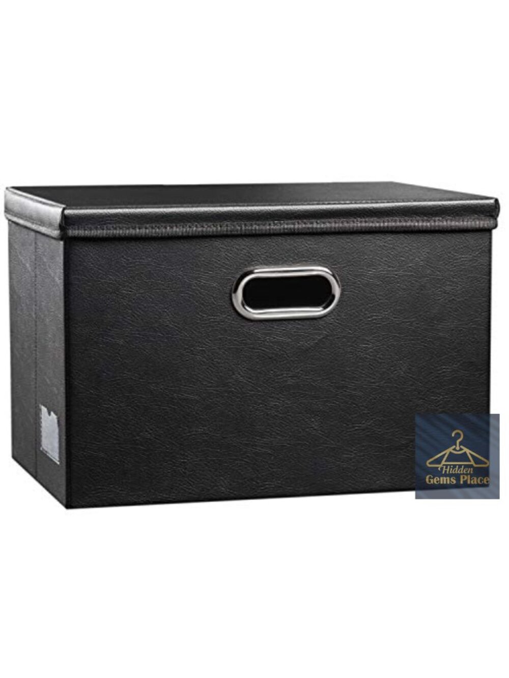 Large Collapsible Storage Bin with Lid Leather Fabric Foldable Organizer